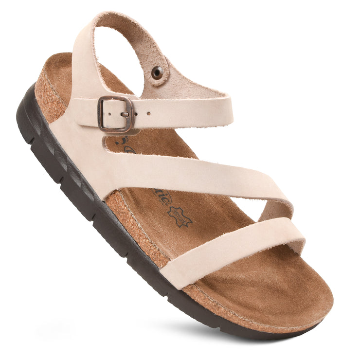 Aerothotic - Ares Comfortable Memory Foam Leather Platform Sandals with Arch Support