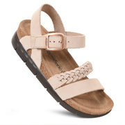 Aerothotic - Quinn Comfortable Braided Leather Platform Sandals with Arch Support