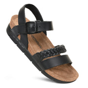 Aerothotic - Quinn Comfortable Braided Leather Platform Sandals with Arch Support