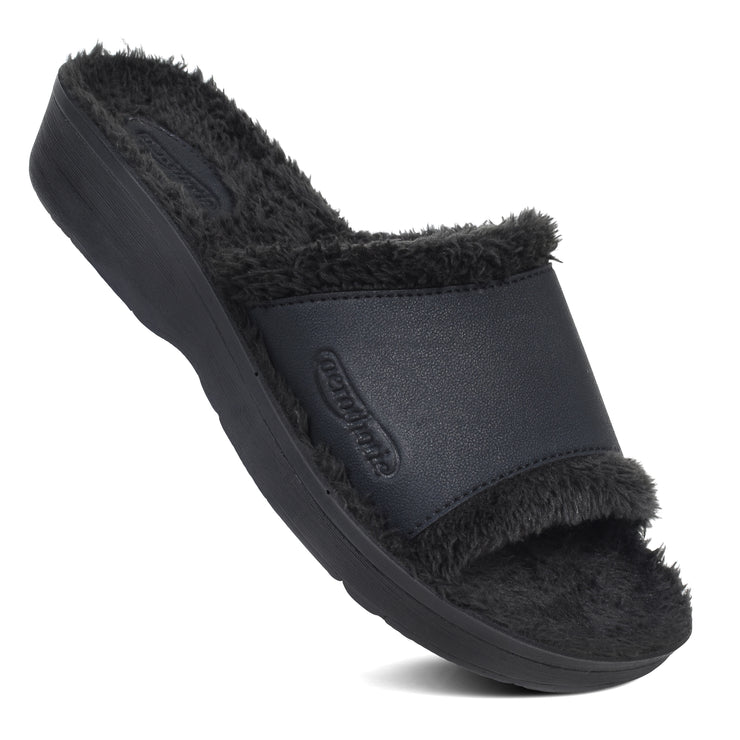 Aerothotic - Aspen Fuzzy Strap Ladies Arch Support Slides