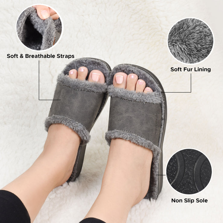 Aerothotic - Aspen Fuzzy Strap Ladies Arch Support Slides