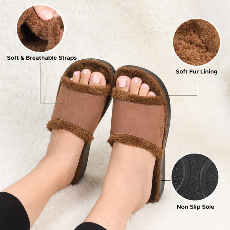 Aerothotic - Aspen Fuzzy Strap Ladies Arch Support Slides