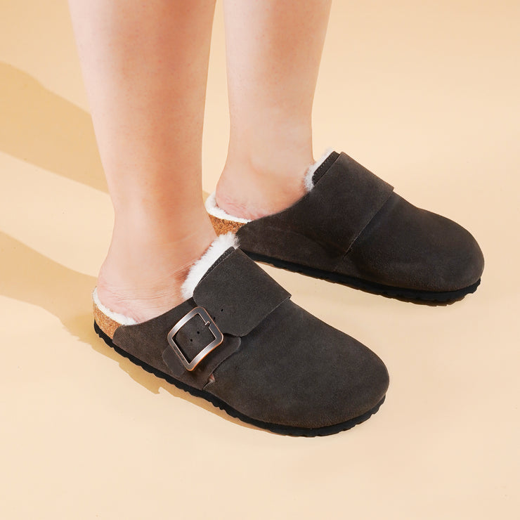 Aerothotic - Atlas Fur Genuine Leather Fur Lined Clogs for Women with Arch Support