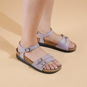 Aerothotic - Whitney Open Toe Genuine Leather Platform Sandals with Adjustable Ankle Strap